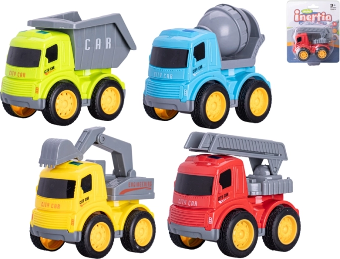 Vehículos de construcción 9 cm con mecanismo de inercia – set de 4 modelos