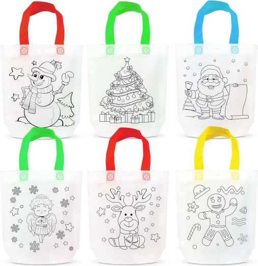 Bolsa navideña para colorear con 4 rotuladores - 1 unidad