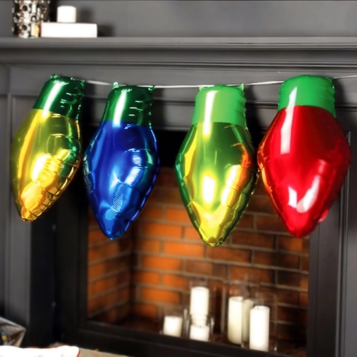 Globos de foil navideños con forma de bombillas clásicas, 26 × 43 cm, 4 unidades