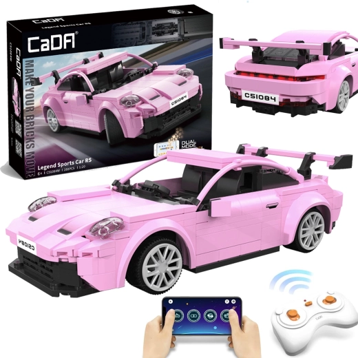 Set de construcción CaDA coche deportivo de carreras RC rosa 280 piezas Modo Dual