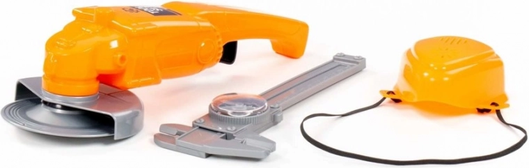 Set de herramientas infantil con amoladora y calibre deslizante, naranja