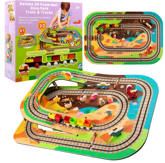 Set de suelo de espuma 3D Dino park con tren 61 piezas HUMBI