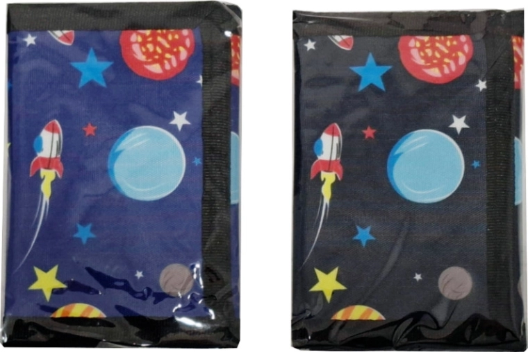 Cartera textil infantil con motivo espacial