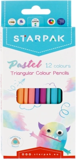 Starpak lápices de colores triangulares en colores pastel 12 uds