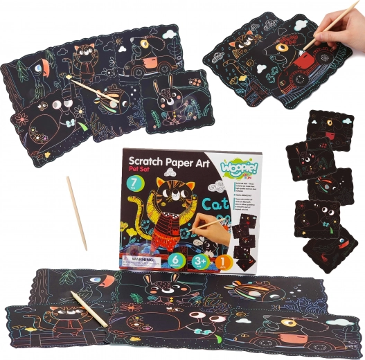 Woopie Art&Fun set creativo de láminas para rascar para niños, 7 piezas
