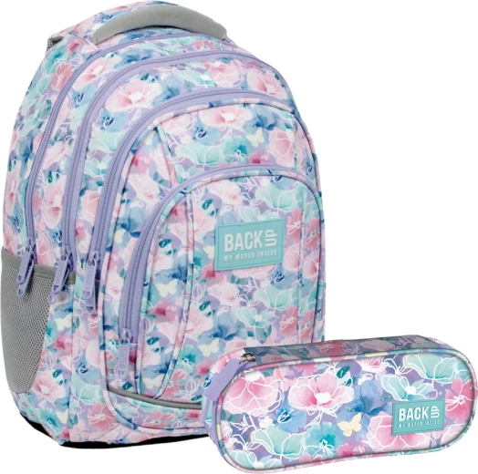 Set escolar BackUP flores de primavera 2 en 1 – mochila y estuche