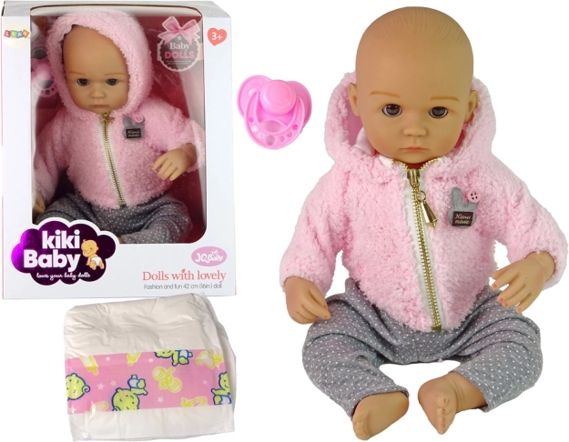 Muñeco bebé realista con accesorios y chupete, 40 cm