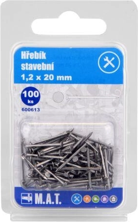 Clavos de construcción 20 × 1,2 mm, 100 uds.
