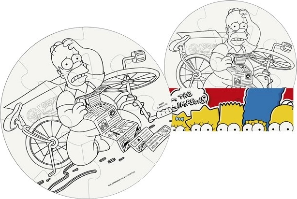 Colorea tu puzzle Los Simpson donut de 9 piezas
