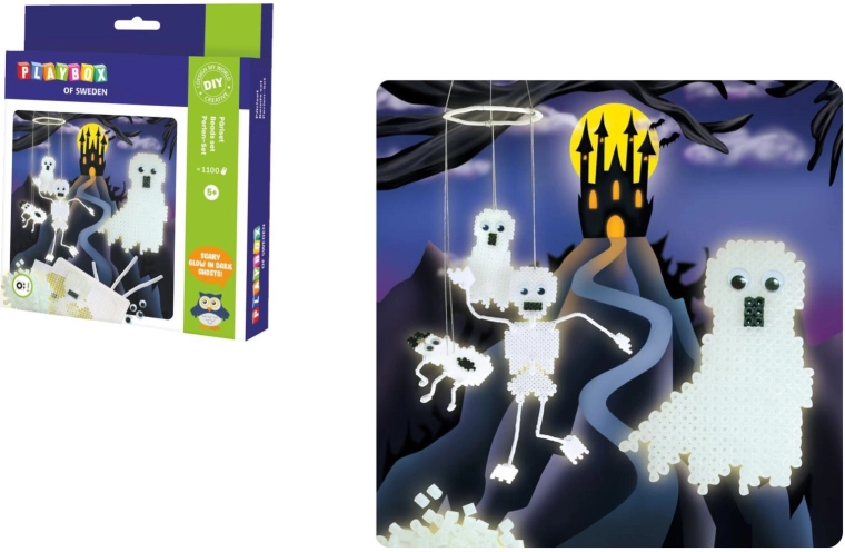 PLAYBOX cuentas para planchar luminiscentes Esqueletos y fantasmas 1.100 uds.