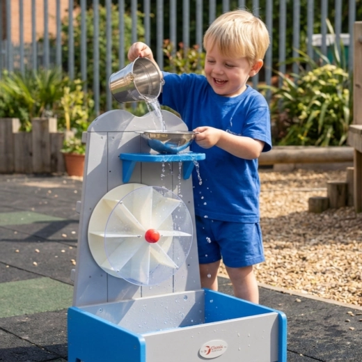 Rueda de agua interactiva para aprender jugando