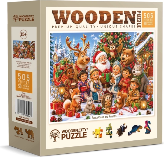 WOODEN CITY puzzle de madera Papá Noel con sus amigos, 505 piezas