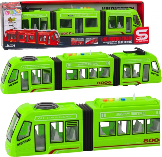 Metro verde 1:16 con puertas abatibles, luces y sonidos
