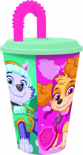 Vaso de plástico con pajita PAW Patrol 430 ml