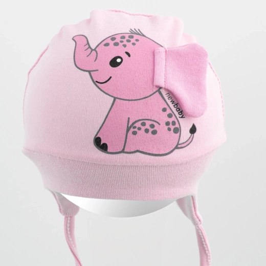Gorrito de algodón para bebé New Baby Happy Elephant rosa