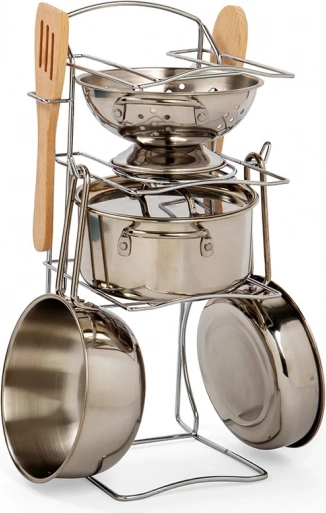 Juego de utensilios de cocina para niños con soporte Bigjigs Toys