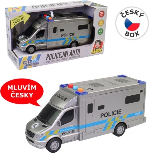 Coche de policía de 19,5 cm con luz y sonido a pilas