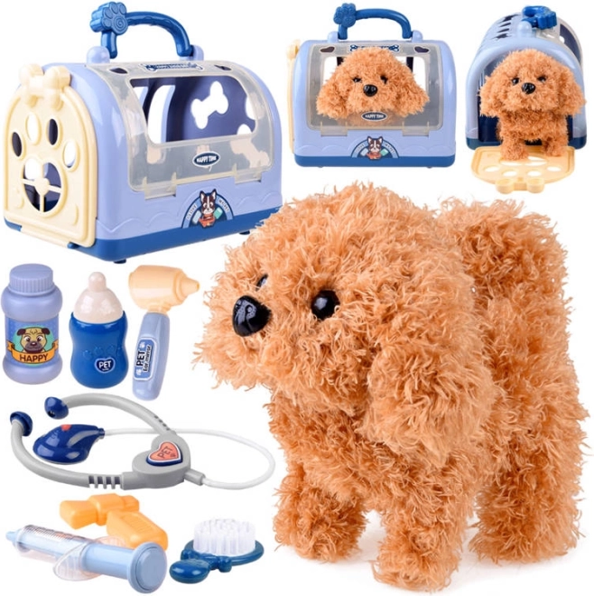 Perrito interactivo – pequeño set veterinario con transportín portátil y accesorios