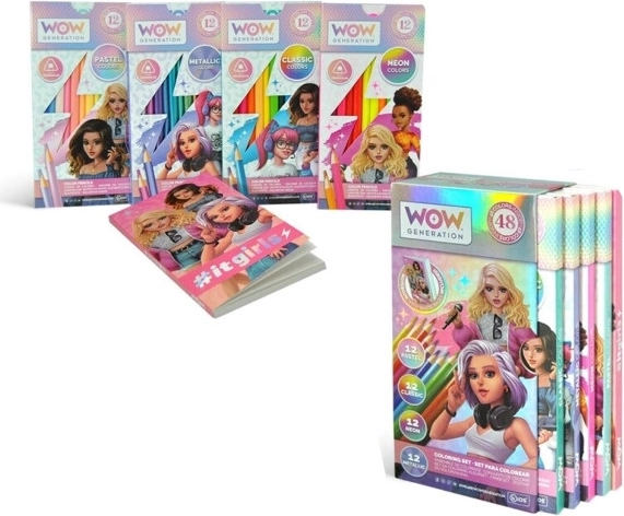 Set de útiles de escritura: lápices de colores pastel, clásicos, neón y metálicos + cuaderno