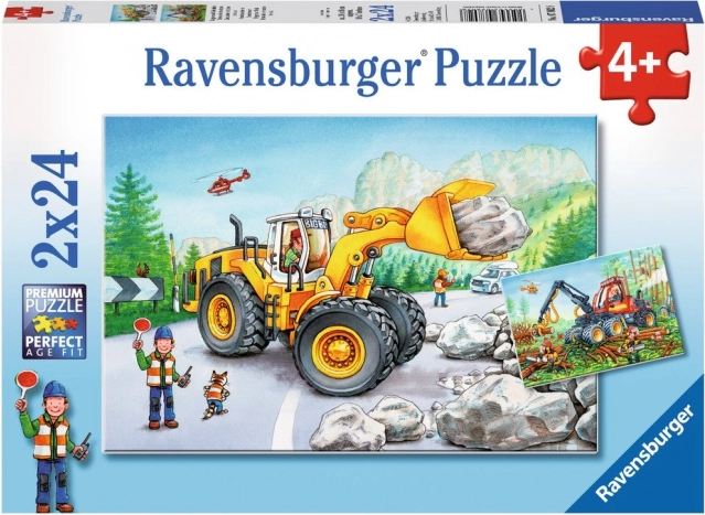 Puzzle Ravensburger Maquinaria pesada en acción 2×24 piezas
