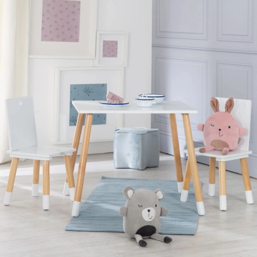 Mesa infantil Roba con 2 sillas blanco/natural