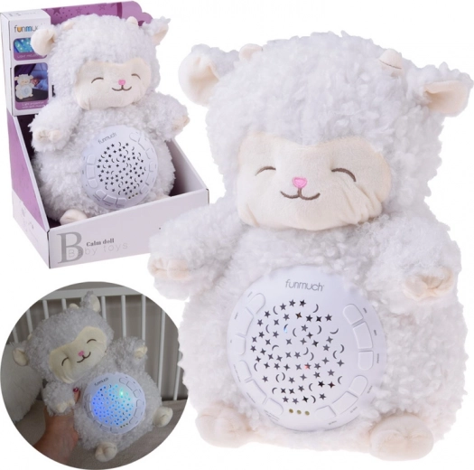 Proyector de estrellas: ovejita de peluche suave con nanas y sonidos