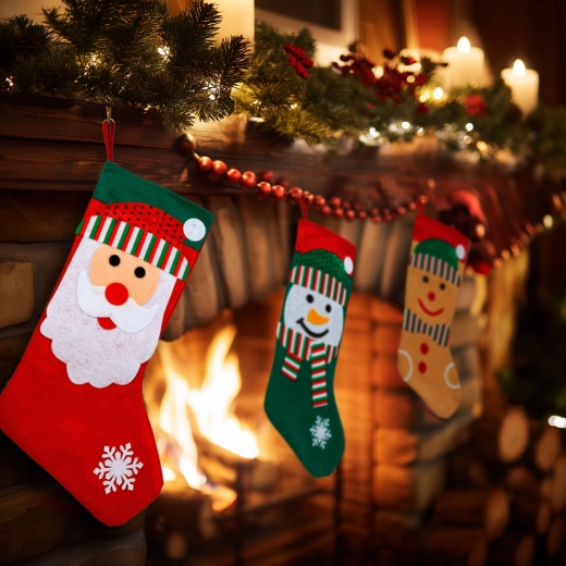 Calcetín textil navideño 42 × 24,5 cm, motivos variados - 1 unidad