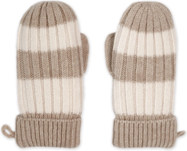Guantes Lodger Stripe Merino beige, talla 1–2 años - 1 pieza