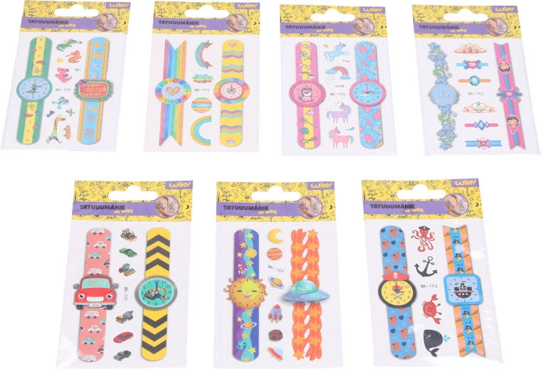 Calcomanías de tatuaje relojes 7,5 × 11 cm – 8 variantes