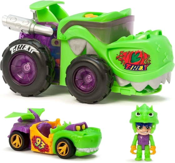 Lanza y conduce: mega transportador dinosaurio