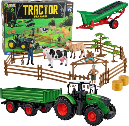 Gran granja – tractor con remolque, animales y granjeros, 45 piezas