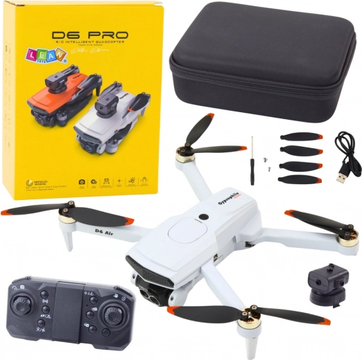 Dron D6 Pro con cámara e iluminación LED, control mediante app – Gris claro