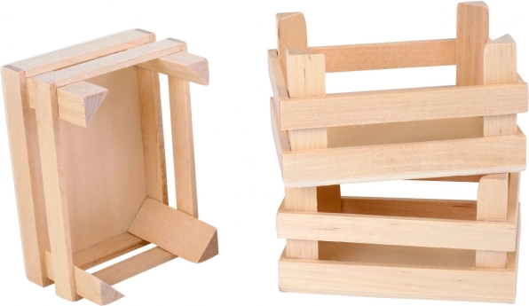 Small Foot set de 3 cajas de madera para transportar alimentos