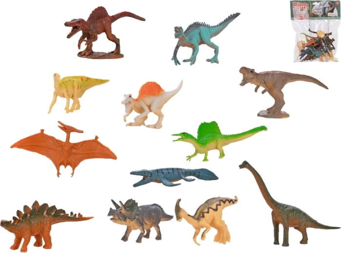 Set de figuras de dinosaurios 12 uds (6,5–10 cm) en bolsa