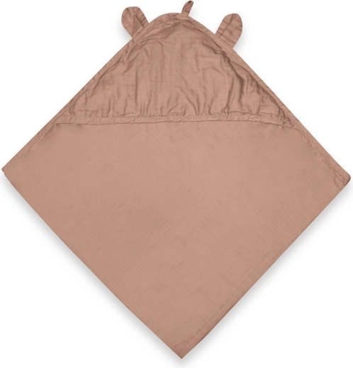Toalla de muselina para bebé NuuRoo Danila con capucha rose dust