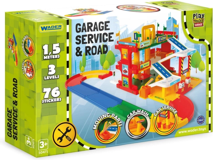 Garaje WADER, pista de 3 niveles de 1,5 m con 2 coches
