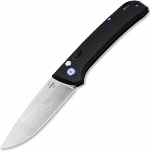 Böker Plus FRND Silver cuchillo automático de bolsillo 8,5 cm, stonewash, negro, Grivory