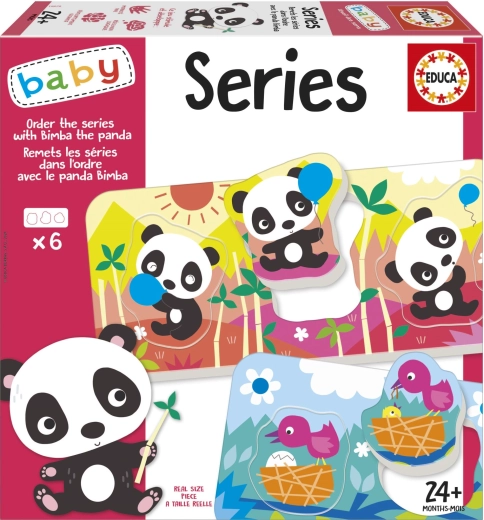 Educa Baby encajable Panda Bimba y amigos, 6 puzles de 3 piezas