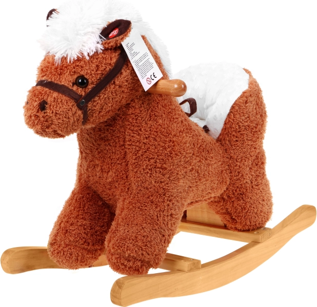 Caballito balancín de peluche con respaldo y sonidos interactivos