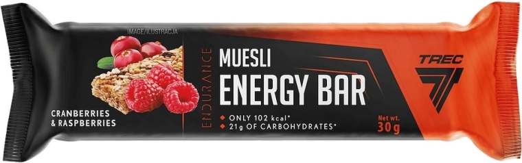 Barrita energética de muesli Trec de arándano rojo y frambuesa 30 g