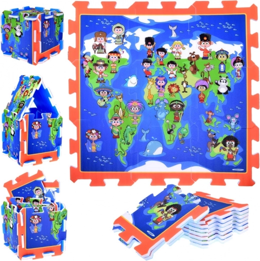 Puzzle de espuma Niños del mundo – alfombra educativa para jugar 93 × 93 cm