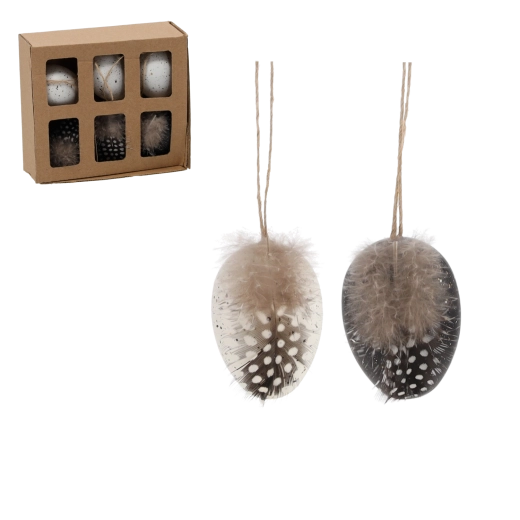 Set de huevos de Pascua colgantes – elegancia en blanco y negro (6 uds.)