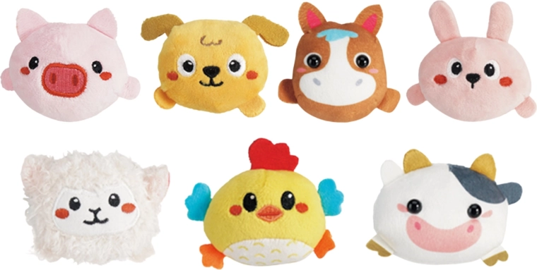7 peluches de animalitos para complementar el juego y desarrollar la imaginación
