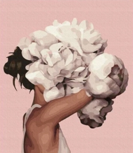 Norimpex pintura por números Mujer con flores blancas 40 × 50 cm