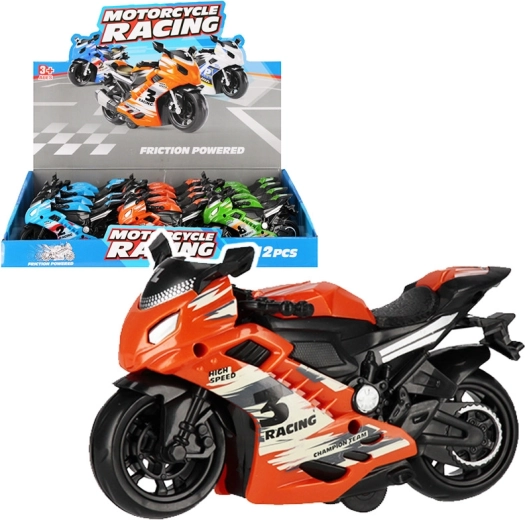Motocicleta de carreras colorida – juguete infantil de 14 cm