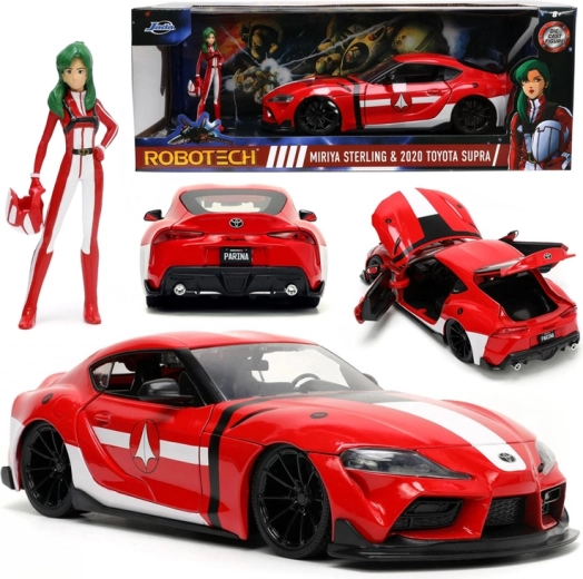 Modelo metálico ROBOTECH: Miriya Sterling y Toyota Supra 2020 1:24 con figura