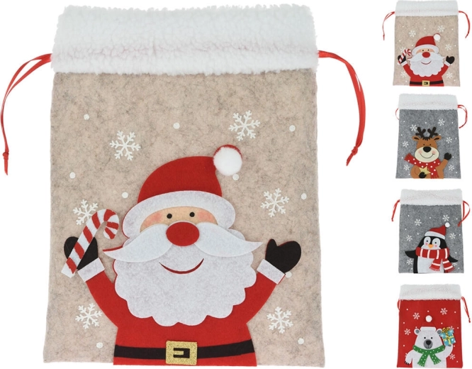 Bolsa navideña de fieltro con estampado 26 cm