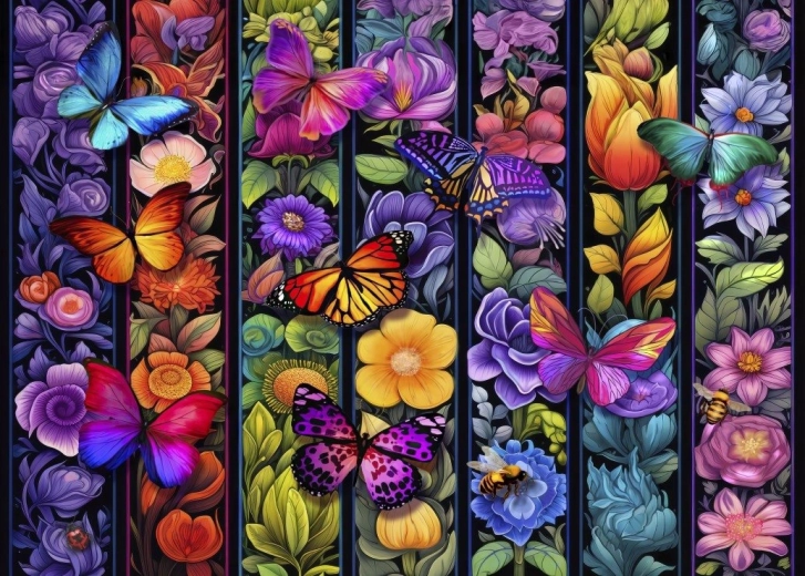 Puzzle Bluebird Flores y mariposas 500 piezas