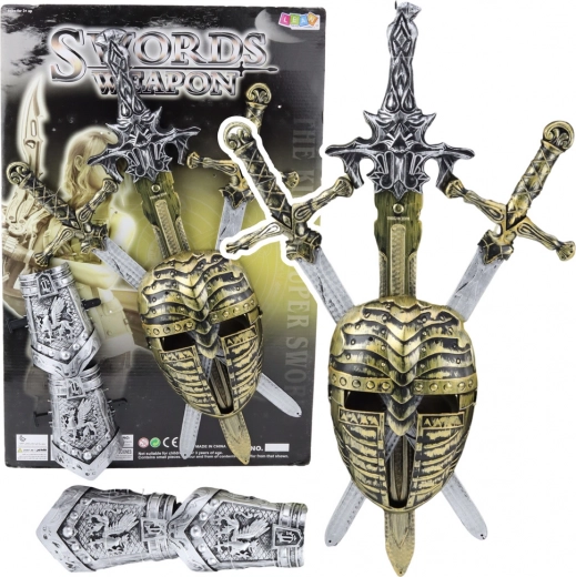Set de caballero con máscara y espadas