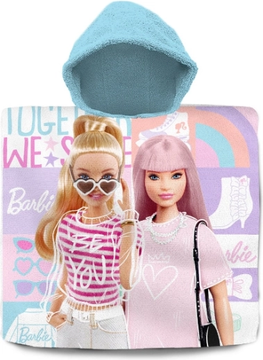 Poncho de baño infantil con capucha BARBIE de algodón